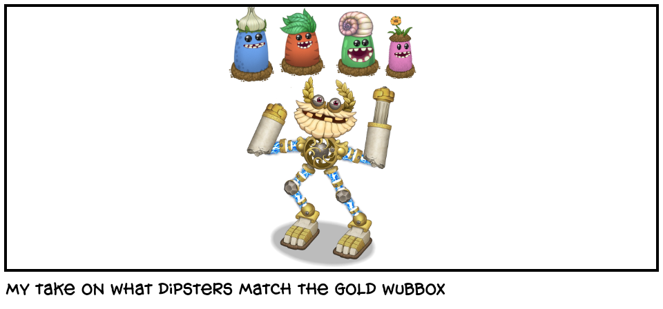 My take on what dipsters match the gold wubbox - Comic Studio